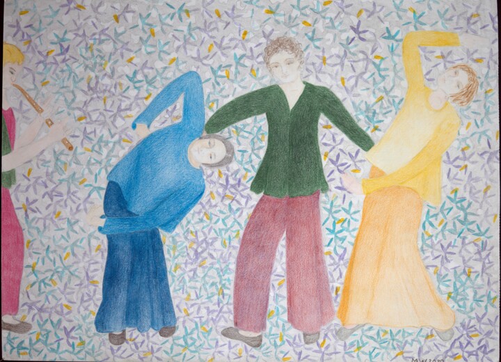 Dessin intitulée "The Dance of Life" par Marjolein Gamble, Œuvre d'art originale, Crayon