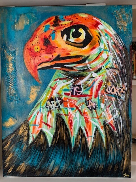 Painting titled "Pop Art : Aigle" by Joëlle Marjollet, Original Artwork, Acrylic