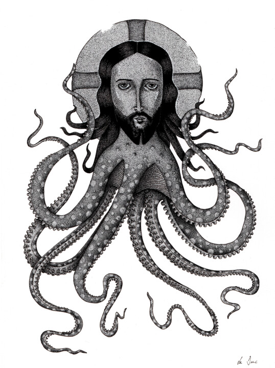 Σχέδιο με τίτλο "Octopus" από Marjorie Sarcelle, Αυθεντικά έργα τέχνης, Μελάνι