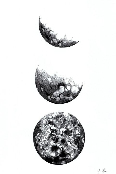 Drawing titled "Lunes" by Marjorie Sarcelle, Original Artwork, Ink