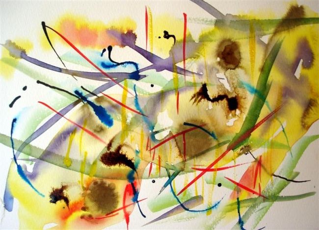 Painting titled "abstraite 7" by Marjyne, Original Artwork, Watercolor