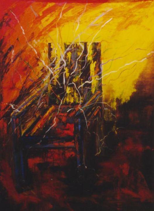 Painting titled "la chaise !!" by Marjyne, Original Artwork