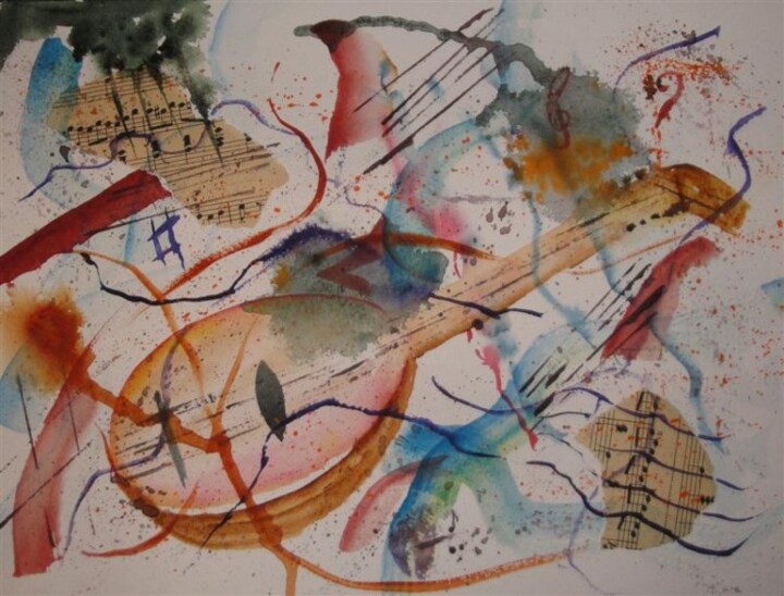 Peinture intitulée "mandoline" par Marjyne, Œuvre d'art originale