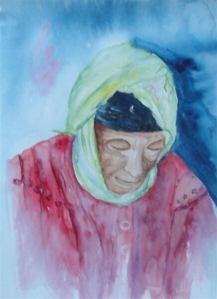Painting titled "visage du Maroc" by Marjyne, Original Artwork