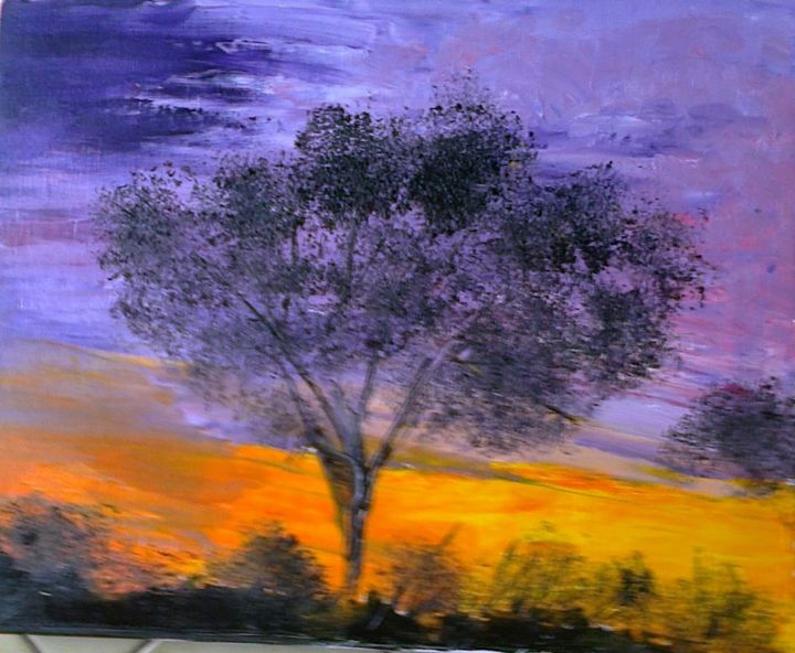 Ζωγραφική με τίτλο "coucher-soleil-2.jpg" από Marjyne, Αυθεντικά έργα τέχνης, Λάδι