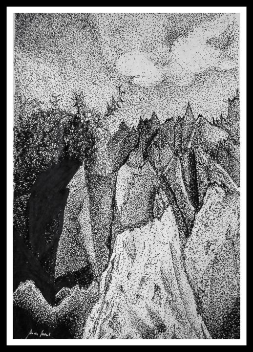 Dessin intitulée "Dupag Rock Formation" par Mark Danielle Intal, Œuvre d'art originale, Encre