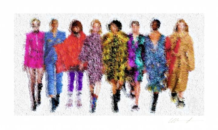Digital Arts titled "Fashion show -a2 -…" by Mark Fontaine, Original Artwork, Digital Painting