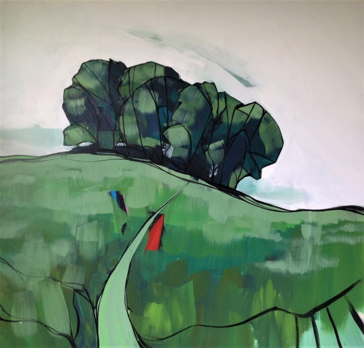 Peinture intitulée "Whitcombe Coppice" par Mark Harris, Œuvre d'art originale, Acrylique