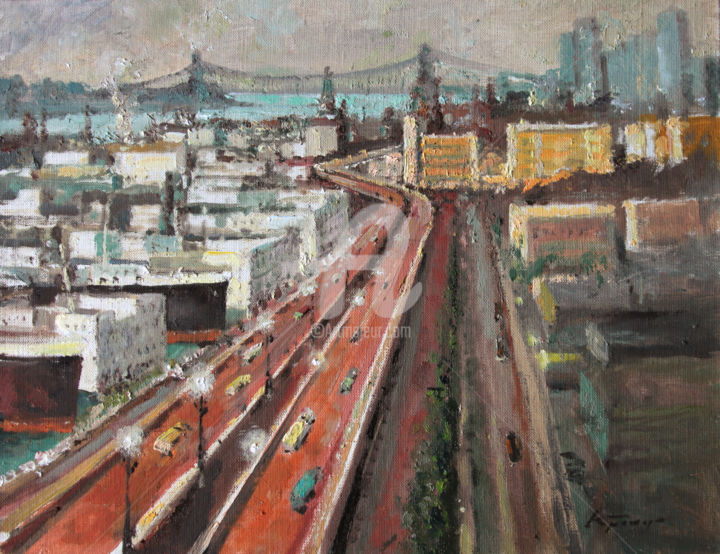 Malerei mit dem Titel "New York. Manhattan…" von Mark Kremer, Original-Kunstwerk, Öl