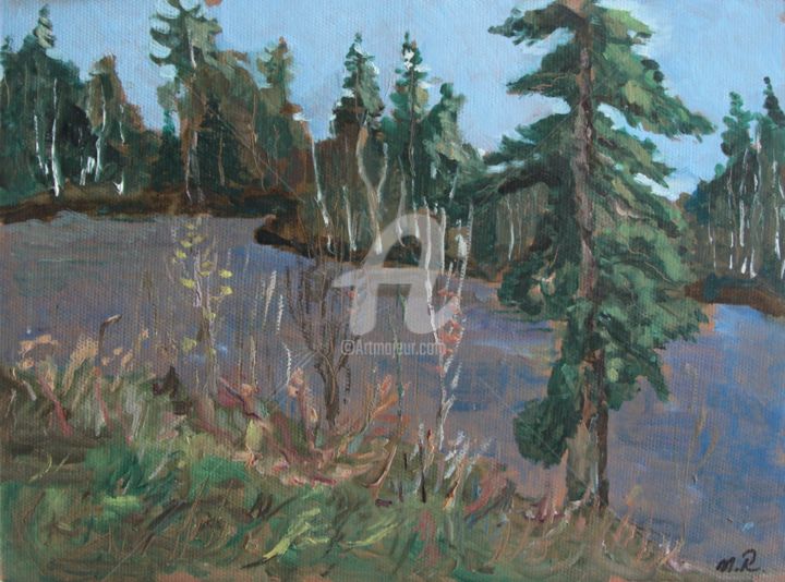 Painting titled "On river bank Ihala…" by Mark Kremer, Original Artwork, Oil