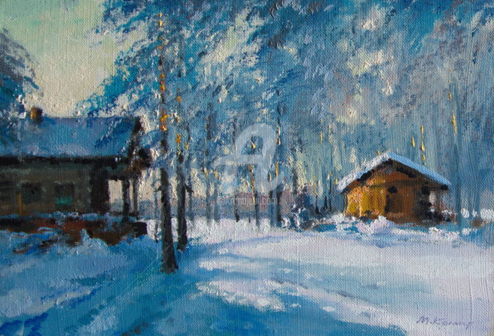 Painting titled "A clear day in wint…" by Mark Kremer, Original Artwork, Oil