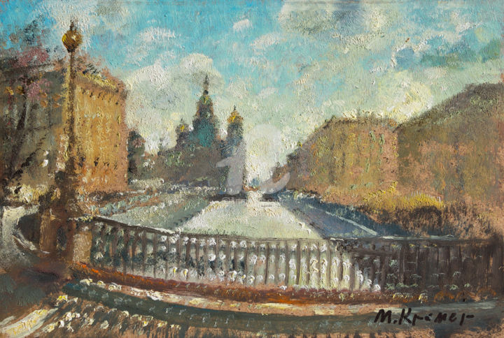 Painting titled "Leningrad in 1970" by Mark Kremer, Original Artwork, Oil