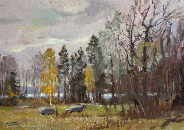 Malarstwo zatytułowany „Autumn motive. 1981” autorstwa Mark Kremer, Oryginalna praca, Olej