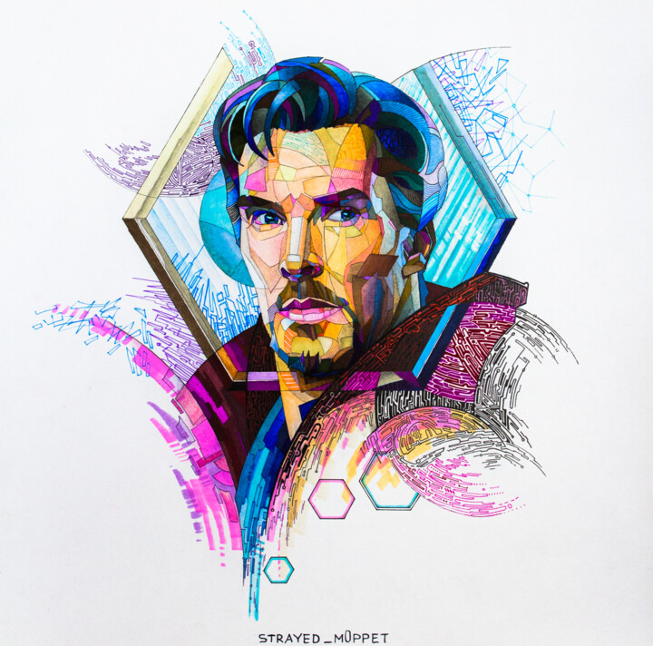 Рисунок под названием "Doctor Strange" - Mark Kucherov, Подлинное произведение искусства, Цветные карандаши