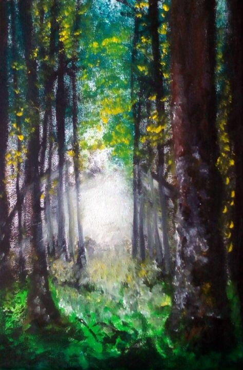 Peinture intitulée "Alba nel bosco" par Mark Matta, Œuvre d'art originale, Huile