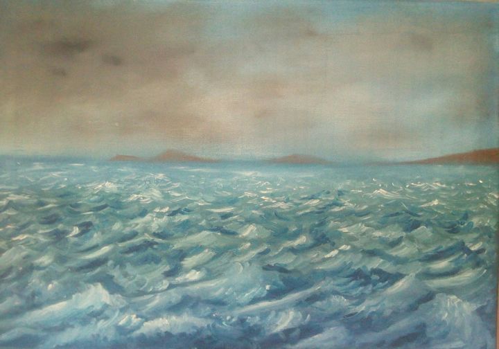 Peinture intitulée "Mare in tempesta" par Mark Matta, Œuvre d'art originale, Huile