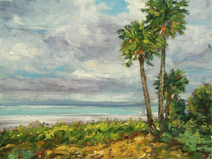 Painting titled "A Deserted Beach" by Mark Mortensen, Original Artwork