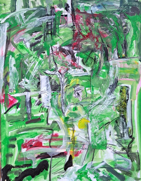 Peinture intitulée "Mapa Boy in the Gre…" par Mark Peintre, Œuvre d'art originale, Acrylique