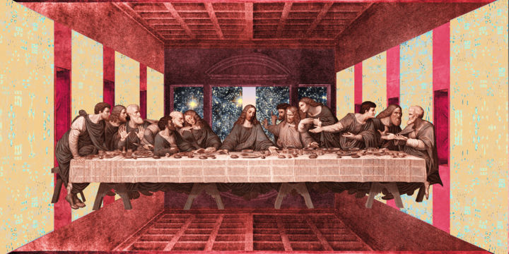 Artes digitais intitulada "2-last-supper-engra…" por Michael Schwahn, Obras de arte originais, Pintura digital