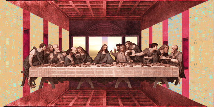 Digitale Kunst mit dem Titel "6-last-supper-engra…" von Michael Schwahn, Original-Kunstwerk, Digitale Malerei