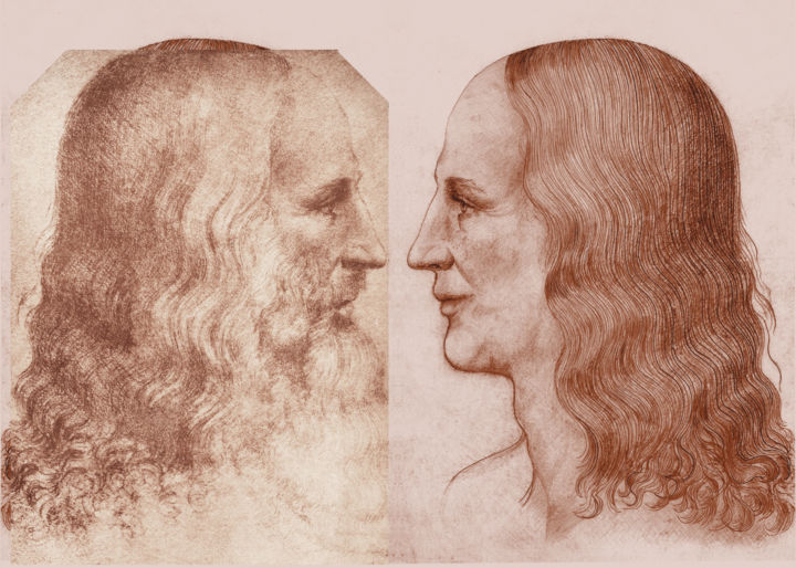 Dessin intitulée "8-leonardo-face-com…" par Michael Schwahn, Œuvre d'art originale, Photographie numérique