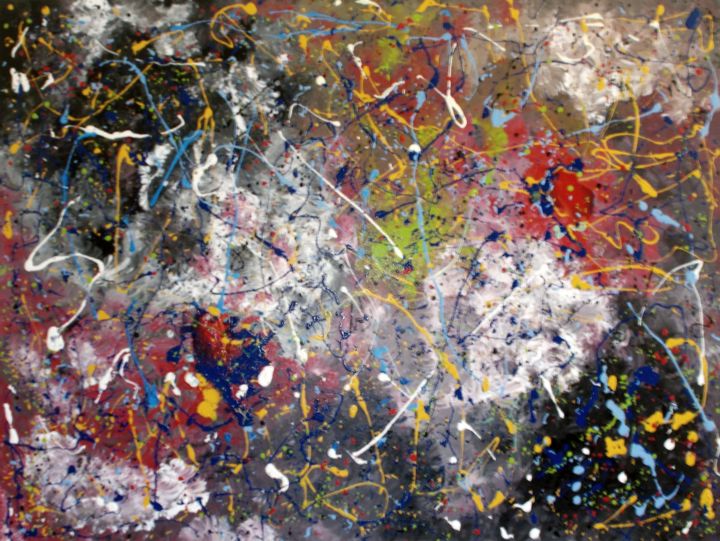 Painting titled "pioggia-colorata.jpg" by Marco Sergio Fassiotti, Original Artwork, Enamel