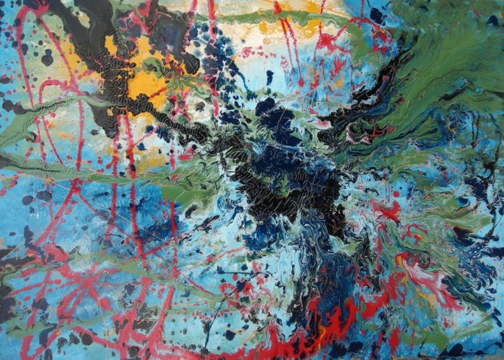 Pittura intitolato "Esplosione 1" da Marco Sergio Fassiotti, Opera d'arte originale, Smalto