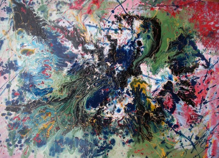 Pittura intitolato "Esplosione 2" da Marco Sergio Fassiotti, Opera d'arte originale, Smalto