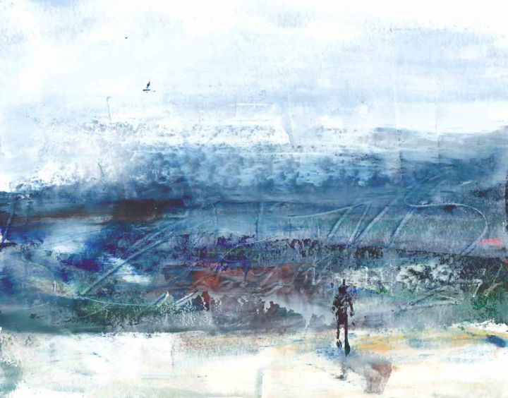 Pittura intitolato "Синий туман" da Mark Kozyrev, Opera d'arte originale, Olio