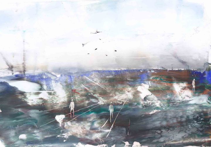 Peinture intitulée "Воздушная тревога" par Mark Kozyrev, Œuvre d'art originale, Huile