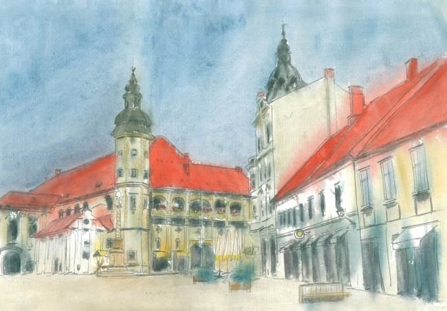 Painting titled "Maribor Slovenia -…" by Marko Jezernik, Original Artwork, Oil