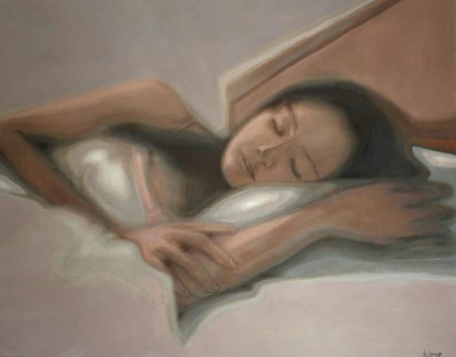 Painting titled "Son reve" by Marko Klomp, Original Art, Oil