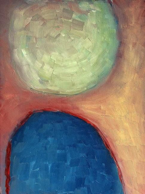 Painting titled "MOON ABOVE THE BLUE…" by Marko Urosevic, Original Artwork