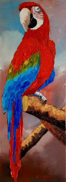 Malarstwo zatytułowany „Papuga” autorstwa Marlena Łozińska, Oryginalna praca, Akryl