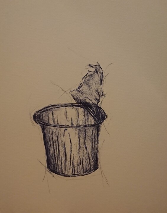 Desenho intitulada "Pot yaourt" por Marlène Bonnaffé, Obras de arte originais, Tinta