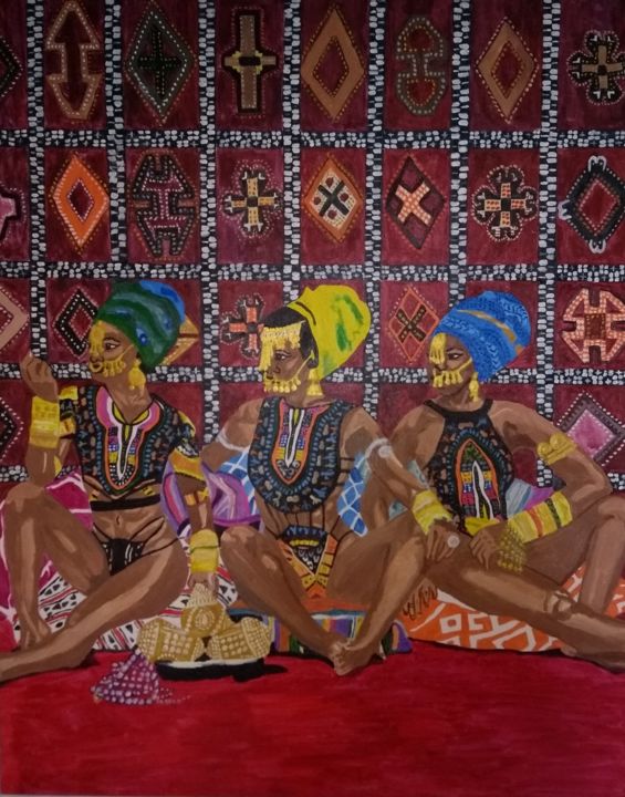 Malerei mit dem Titel "Negras" von Leno, Original-Kunstwerk, Acryl Auf Holzplatte montiert