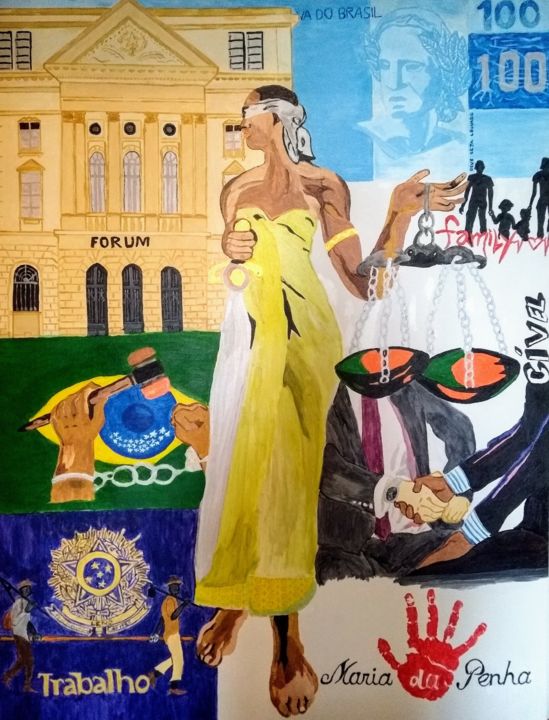 Pintura titulada "Justiça" por Leno, Obra de arte original, Acrílico