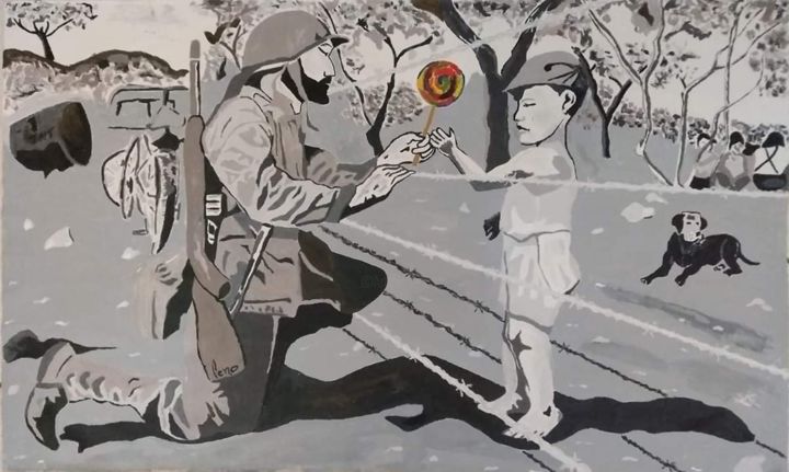 Malerei mit dem Titel "Soldado da paz" von Leno, Original-Kunstwerk, Acryl