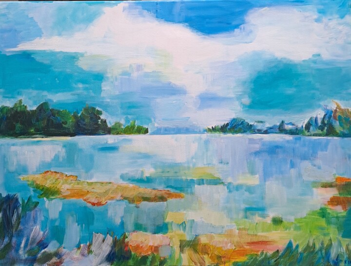 Pittura intitolato "Lago" da Marlies Kort, Opera d'arte originale, Acrilico