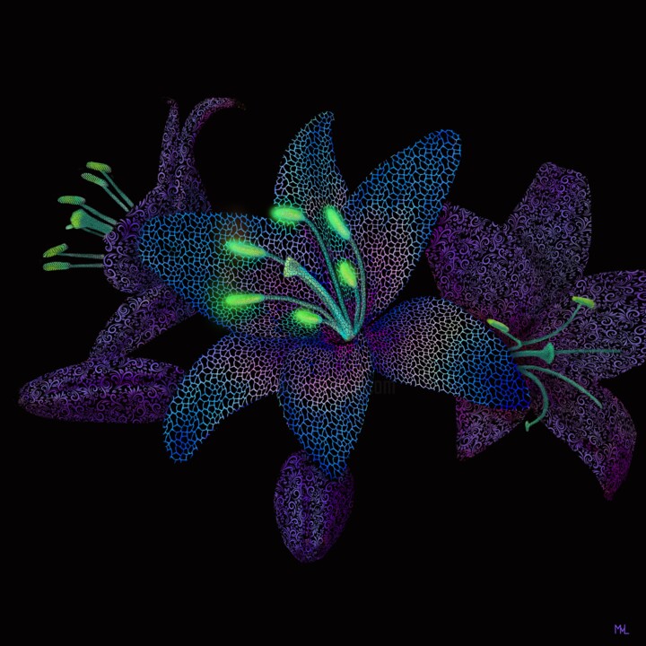 Digitale Kunst getiteld "bloemenschijn" door Marlies Van Leeuwen, Origineel Kunstwerk, Digitaal Schilderwerk