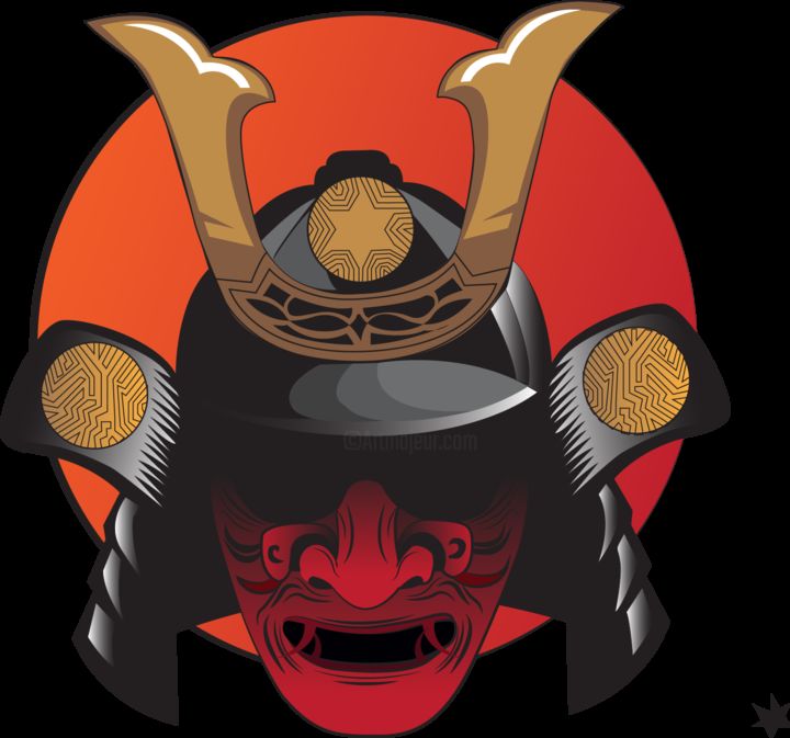 Arte digitale intitolato "Samurai's helmet" da Marlon Lobo, Opera d'arte originale, Lavoro digitale 2D