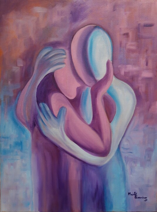 Ζωγραφική με τίτλο "Five Hug" από Marly Genuino, Αυθεντικά έργα τέχνης, Λάδι