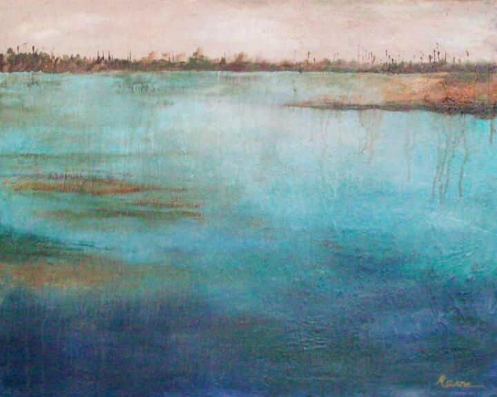 Painting titled "Silent Shoal" by Marne Jensen, Original Artwork, Acrylic Mounted on Wood Stretcher frame