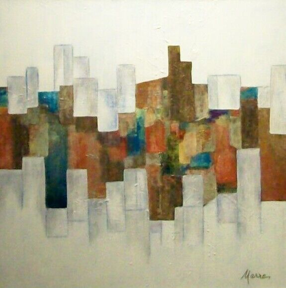 Painting titled "Castles in the Air 2" by Marne Jensen, Original Artwork, Acrylic Mounted on Wood Stretcher frame