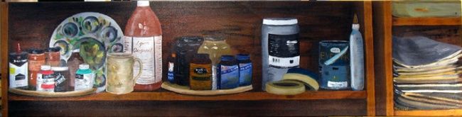 Painting titled ""Art Shelf" orignal…" by Michael Arnold, Original Artwork, Oil