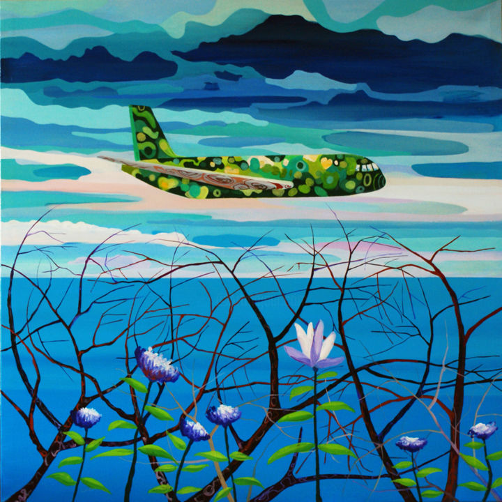 Peinture intitulée "pure flight" par Andrea Marostegan, Œuvre d'art originale, Huile