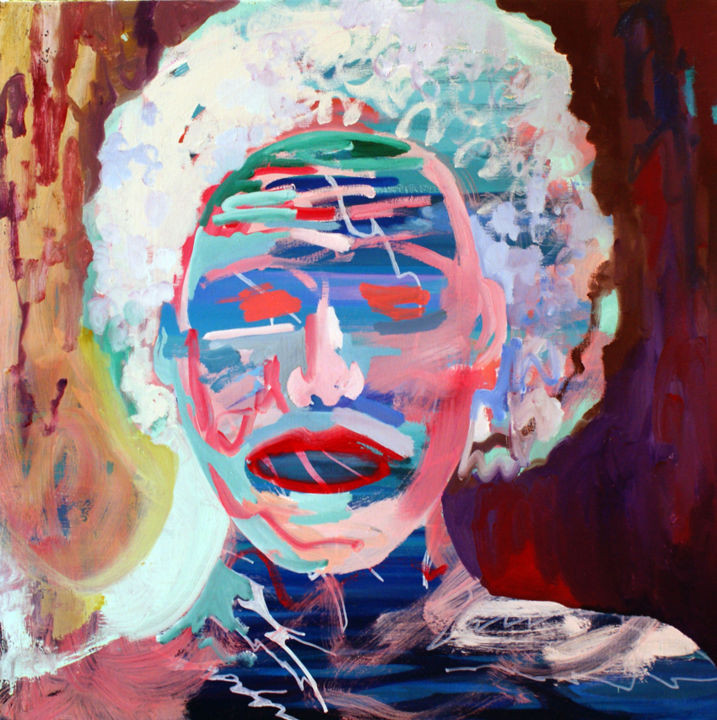 Peinture intitulée "white afro" par Andrea Marostegan, Œuvre d'art originale, Huile