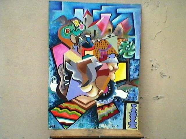 Painting titled "composia_a_o_cubist…" by Marques Da Silva, Original Artwork