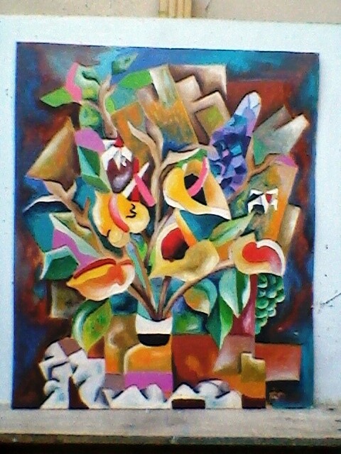 Painting titled "flores" by Marques Da Silva, Original Artwork