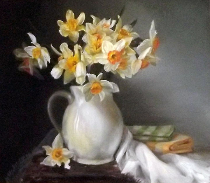 Peinture intitulée "Нарциссы\ Narcissus" par Marina Senko-Dmitrieva, Œuvre d'art originale, Huile